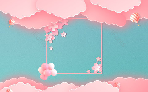 粉色 蓝色 可爱 文艺清新 展示背景  春天 春季
